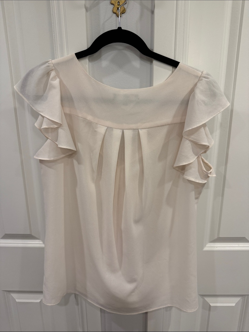 Eclair (Nordstrom) Cream Tie-Neck Ruffle Sleeve Blouse - Picture 3 of 3